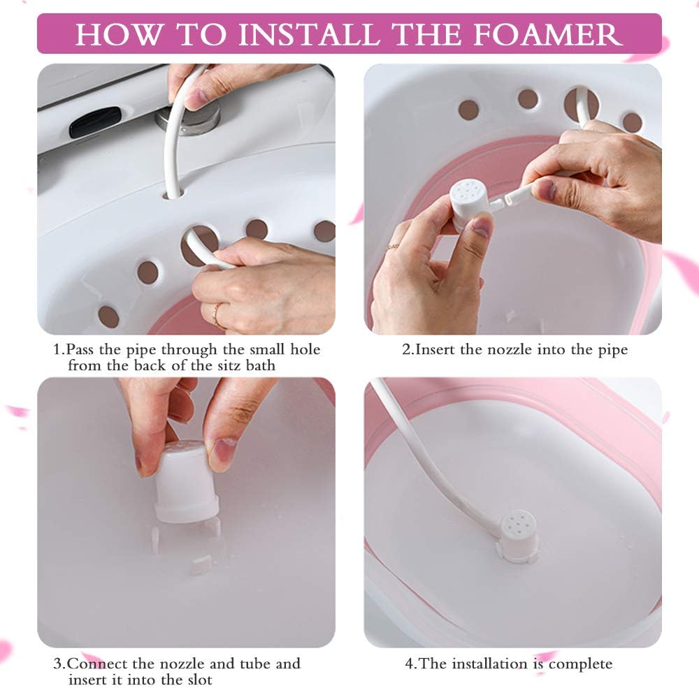 Sitz Bath，Comfortable Sitz Bath for Hemorrhoids，Foldable Sitz Bath for Postpartum Care，Sitz Bath for Toilet Seat to Solve Hemorrhoid Troubles,Postpartum Care to Relieve Inflammation（Pink） : Health & Household