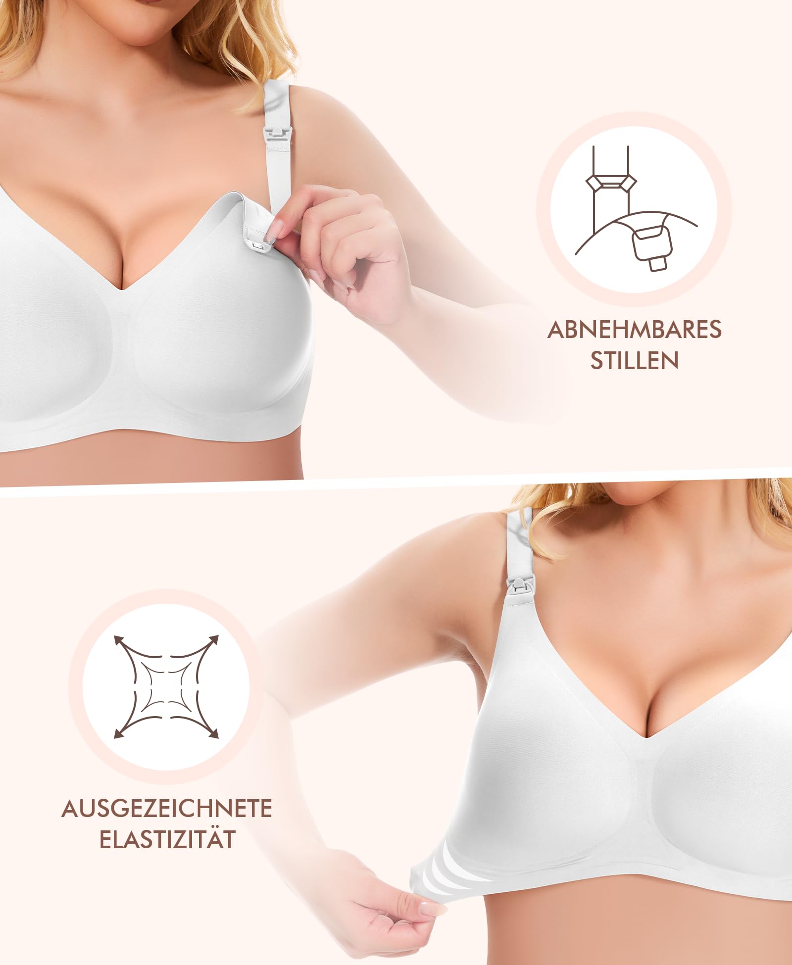 QooNoo Reggiseno per allattamento e gravidanza, senza ferretto, da donna