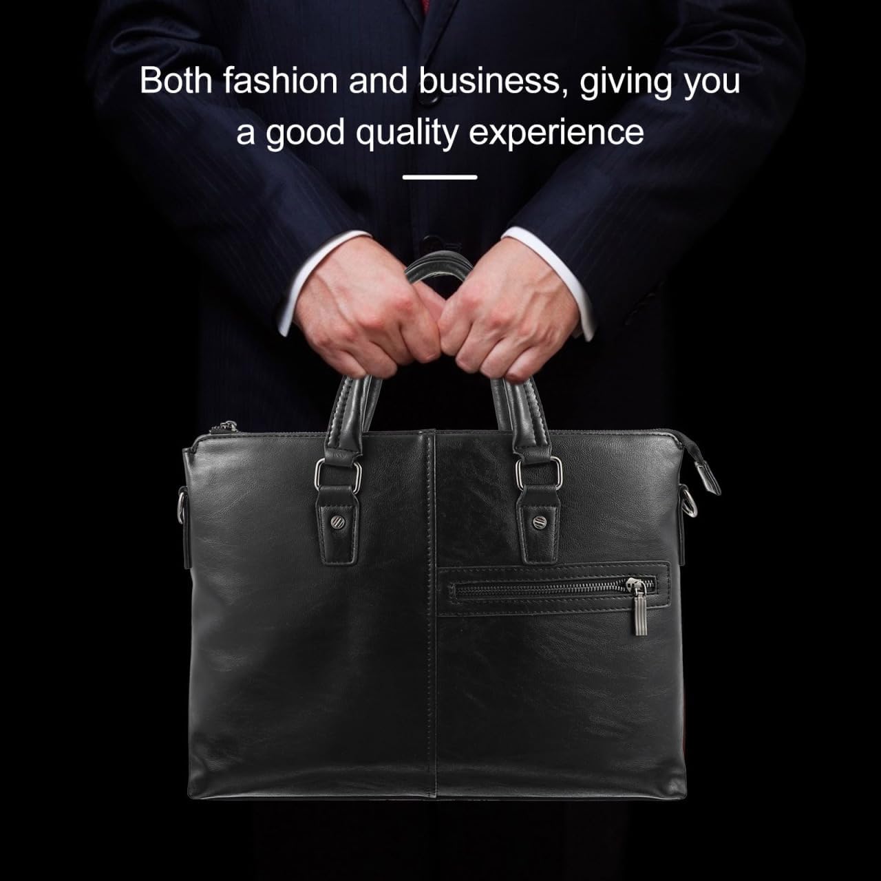 Large Capacity Pu Leather Briefcase for Business Stylish Laptop Handbag for Daily Use Comfortable Double Handle and Travel