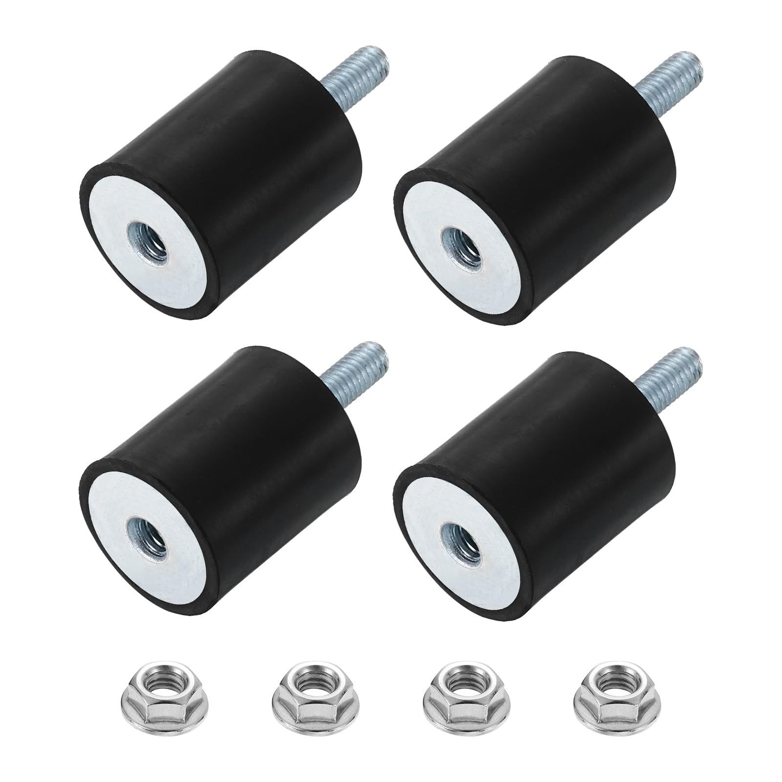 uxcell M8 Rubber Mounts, 4Pcs 30x30mm(DxH) Rubber Cylindrical Anti Vibration Isolator Shock Absorber with Lock Nut for Car Bobbin Generator Air Compressors — Amazon image 13