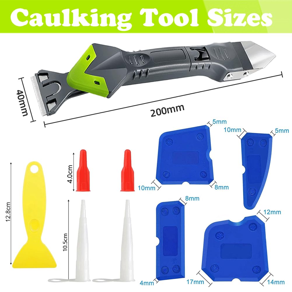 Kit Calafataggio Silicone 13 Pezzi - Spatole, Raschietti E Beccucci Per Sigillante - Foto 11