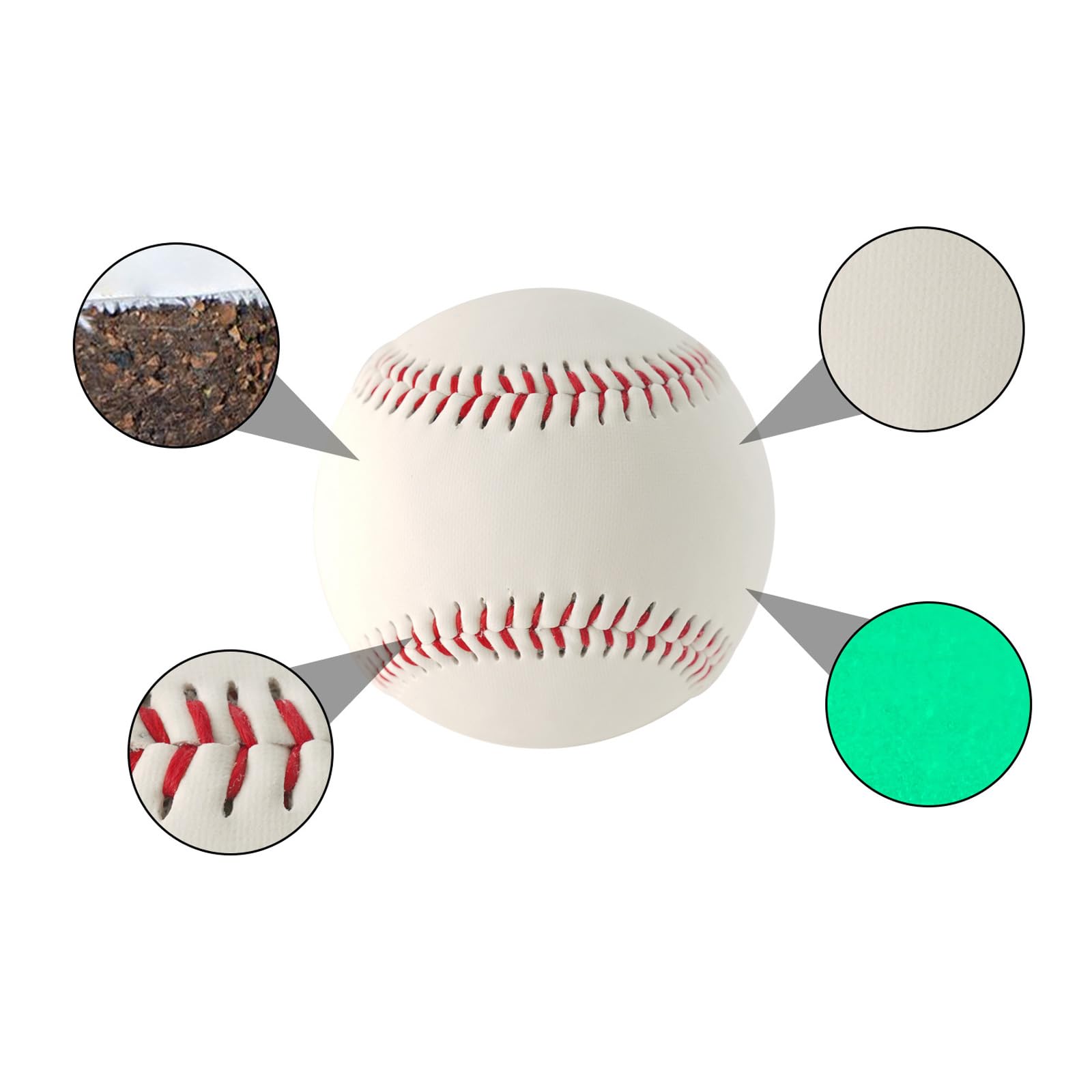 Lot De 6 Balles De Baseball Lumineuses Nitesport - Vertes - Pour Jouer La Nuit