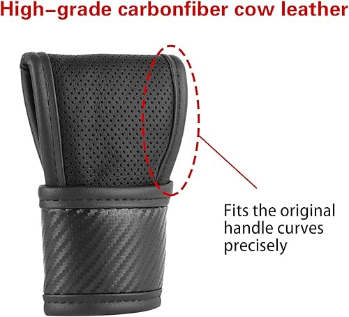 Miniatura 3 de GKmow 1 funda para pomo de palanca de cambios de automóvil, protector de palanca de cambios de fibra de carbono, accesorios interiores de automóvil