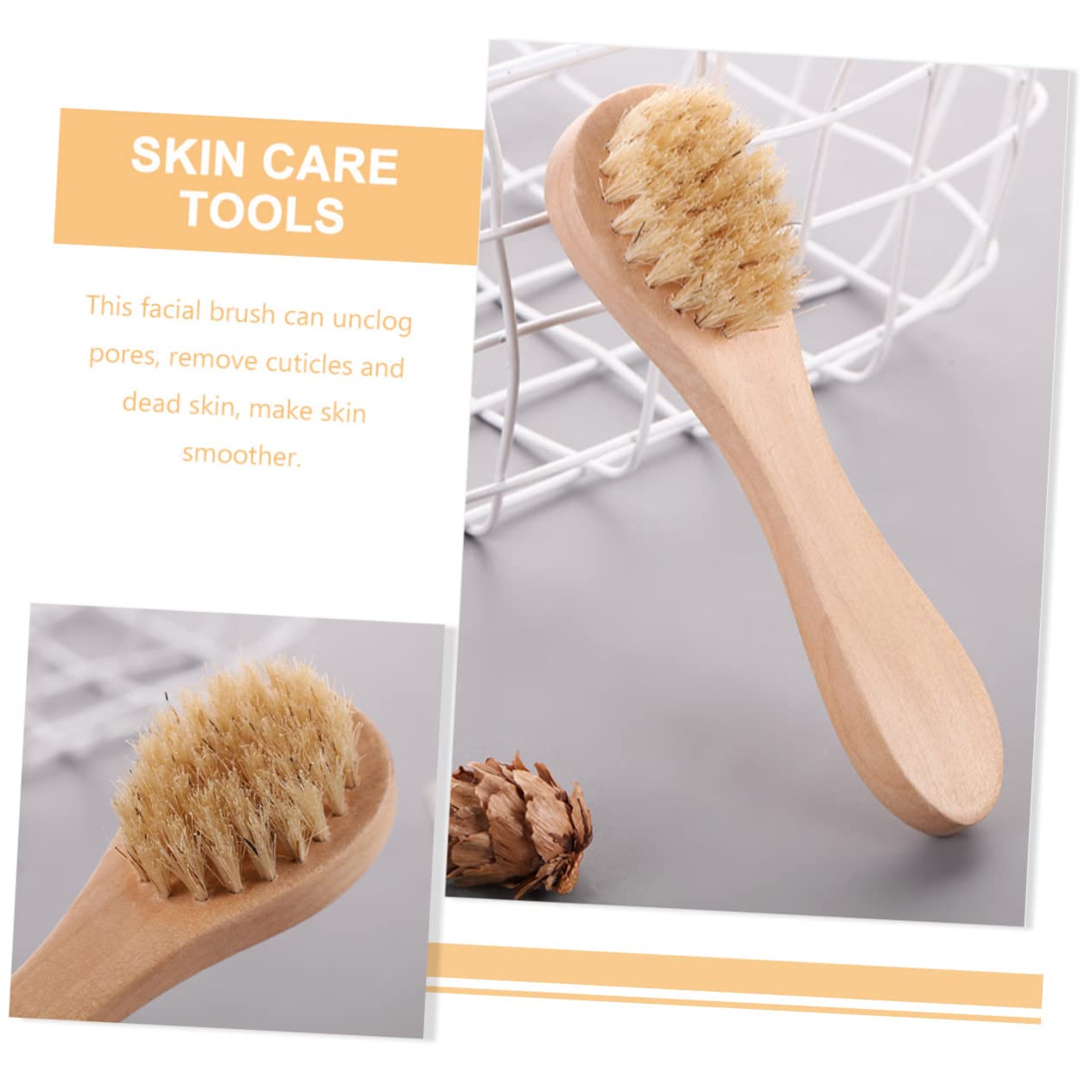 Veemoon Exfoliating Facial Cleansing Brush Set Wooden Handle Face Wash Brush for Women