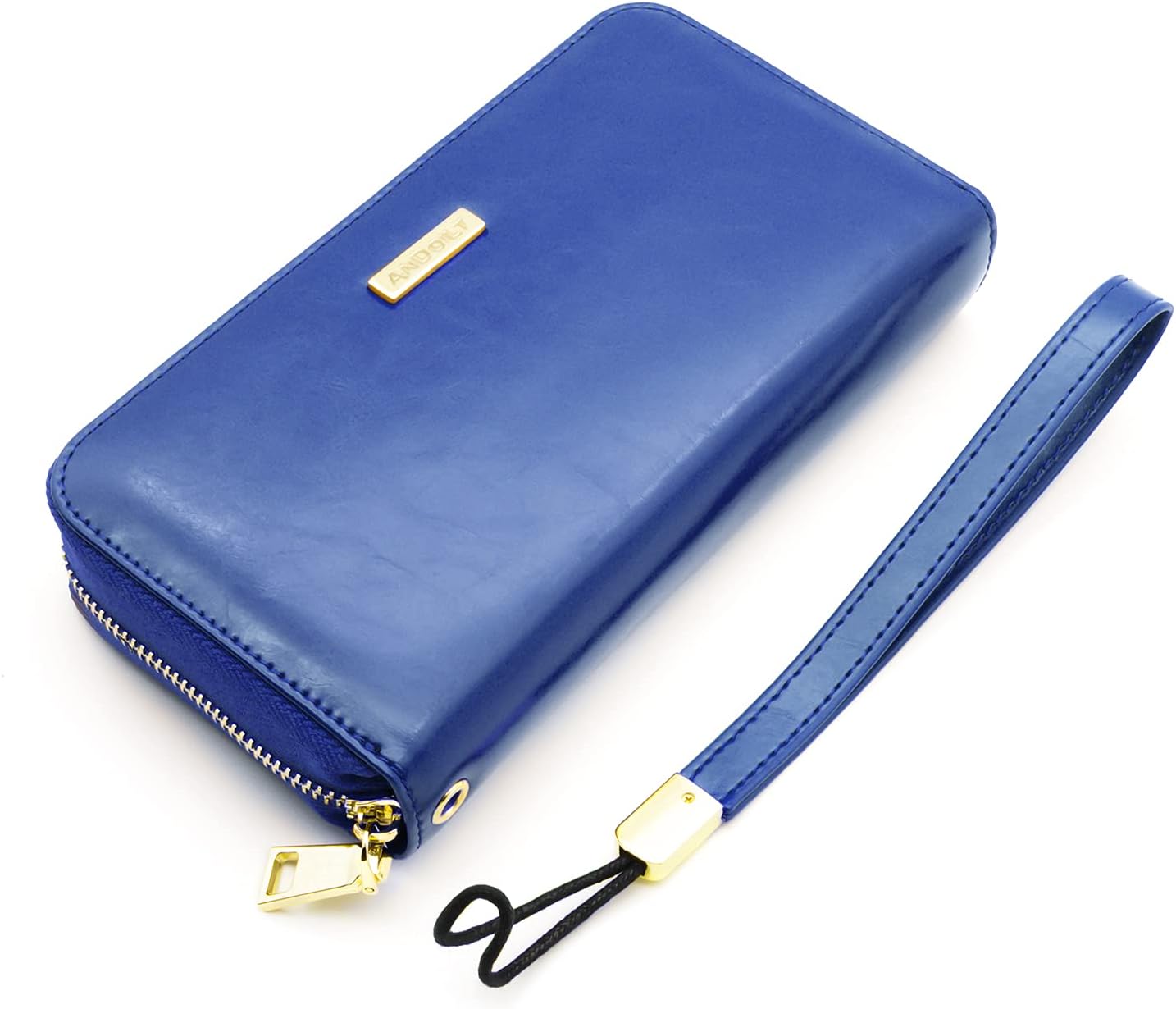 ANDOILT Genuine Leather Purses for Women Wallet Mens RFID Blocking Credit Card Holder Zipper Purse Cell Phone Handbag Blue - Image 5