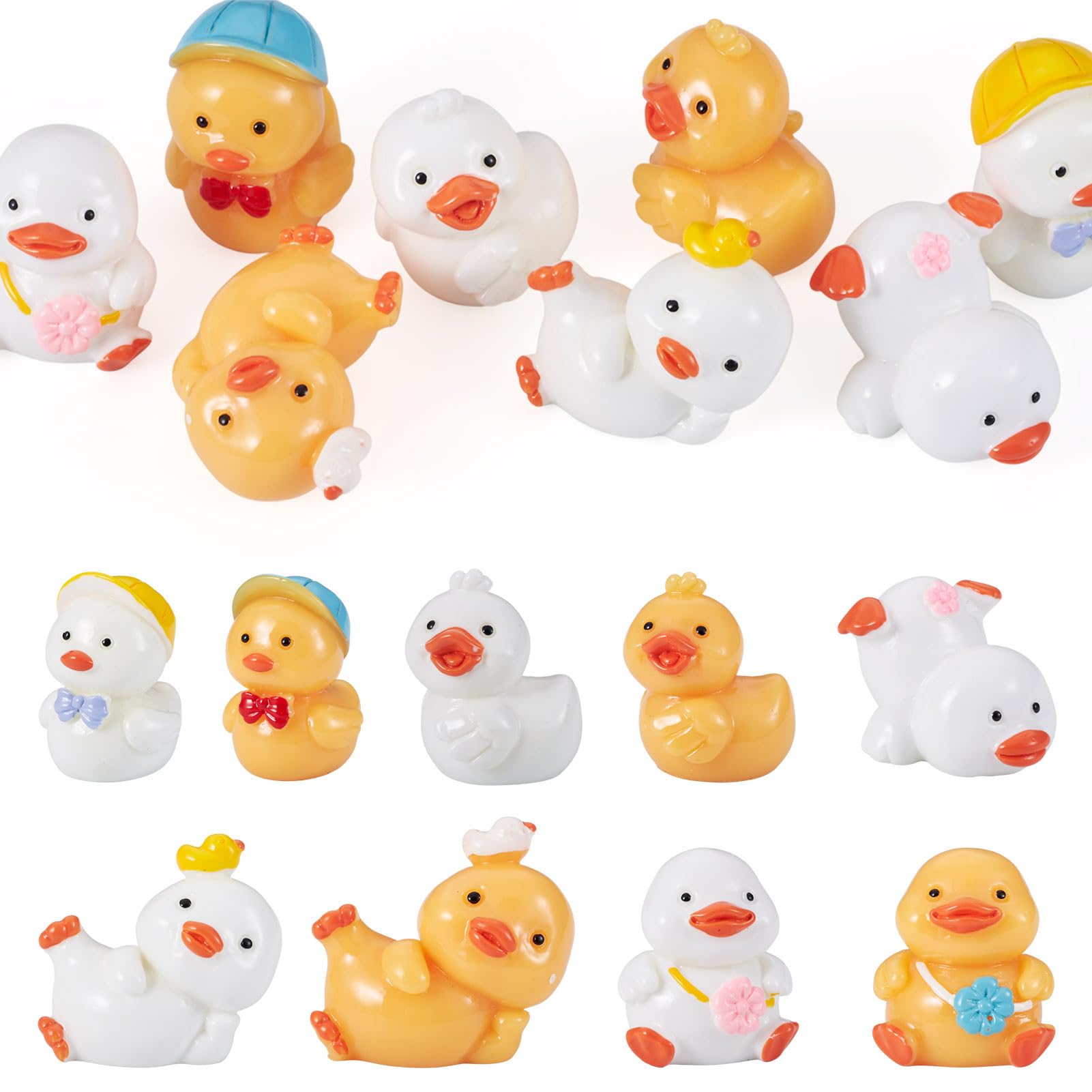 Craftdady 9Pcs Mini Resin Ducks Tiny Duck Cute 3D Animals Cartoon Ornaments Miniature Landscape Garden Accessories for Garden Dollhouse Decoration Micro Landscape Ornament