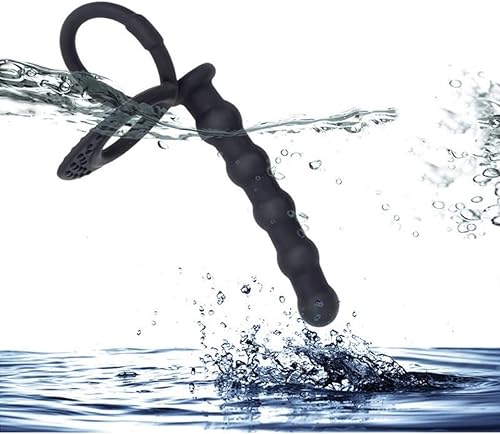 Miniatura 2 de Strap On Penis Butt Plug ERUN Silicone Anal Beads with Cock Ring, Delay Anus Plug Adult Massager Double Penetration Dildo Massager Anal Sex Toys for