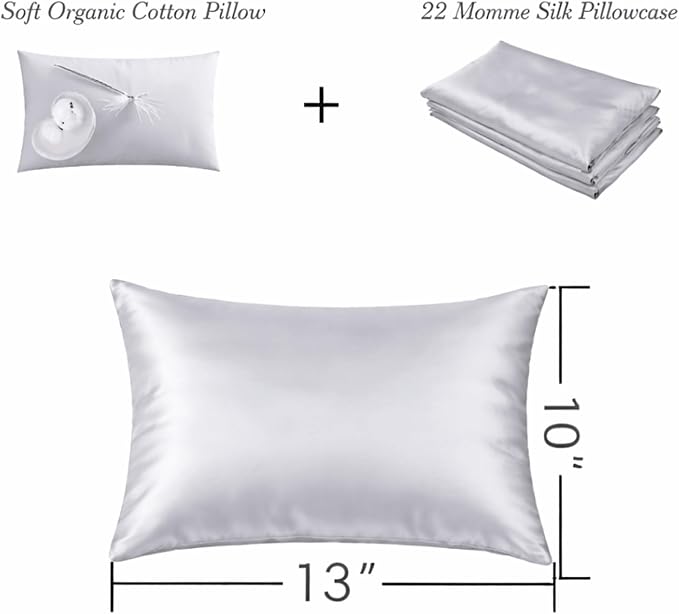Almohada Seda 22 Momme Algodón Orgánico 10x13 pulgadas miniatura 2
