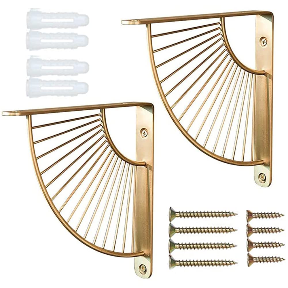 Soporte estanteria pared de hierro dorado con diseño en abanico pack de 2 unidades