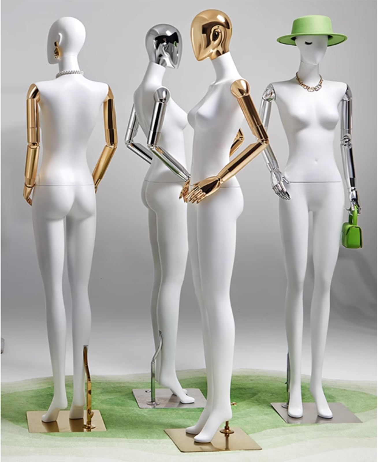 Maniqui Maniquíes Femeninos de Cuerpo Completo para exhibición al por Menor, 72,83 Pulgadas, con Cabeza y Brazo giratorios y Base metálica.(Silver)