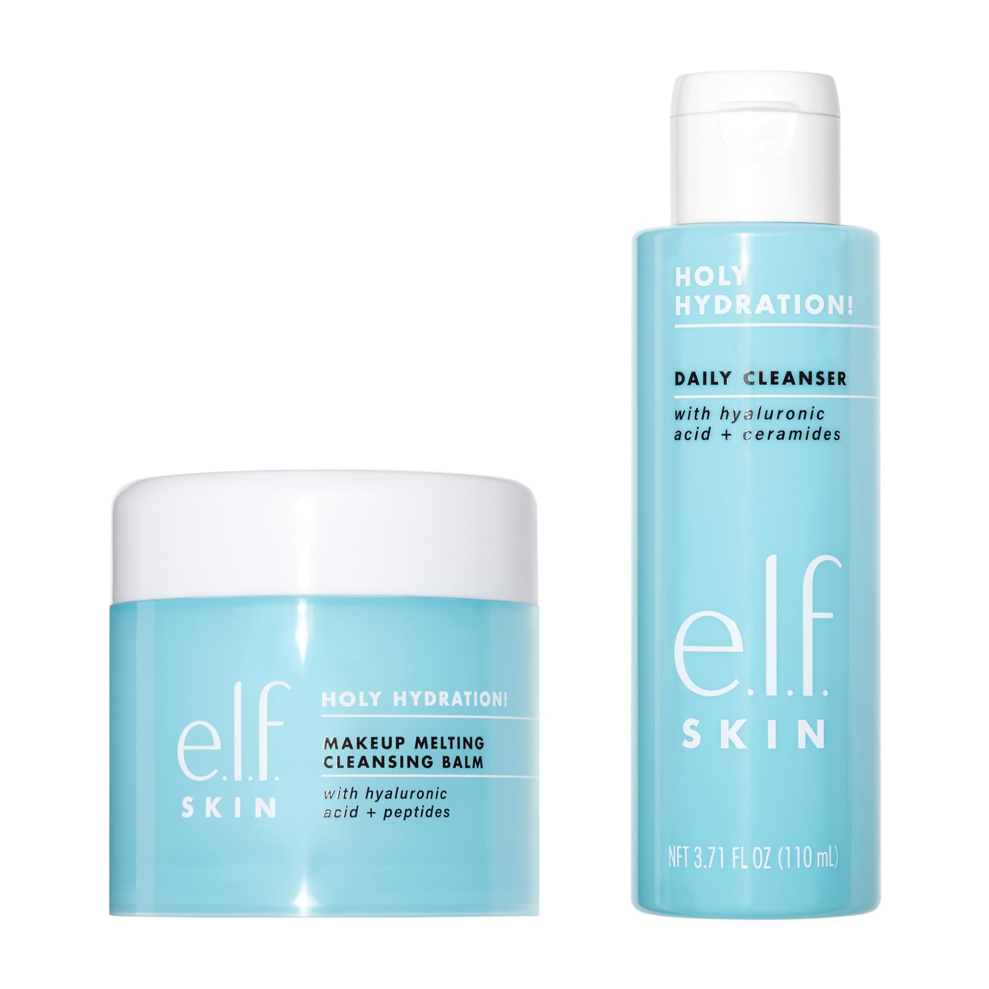 e.l.f. SKIN Holy Hydration! Double Cleanse Duo, Makeup Melting Cleansing Balm & Daily Cleanser, Made With Hyaluronic Acid, Vegan & Cruelty-Free