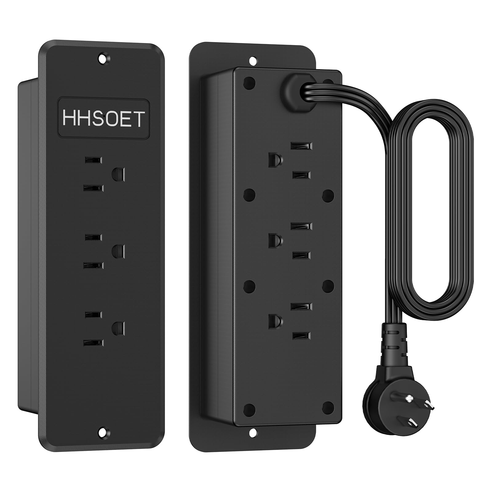 HHSOET Recessed Power Strip, Fast Charging Furniture Outlet Flat Plug, Flush Mount Surge Protection with 6 AC Outlets, 6ft Power Cord for Conference Table, Nightstand