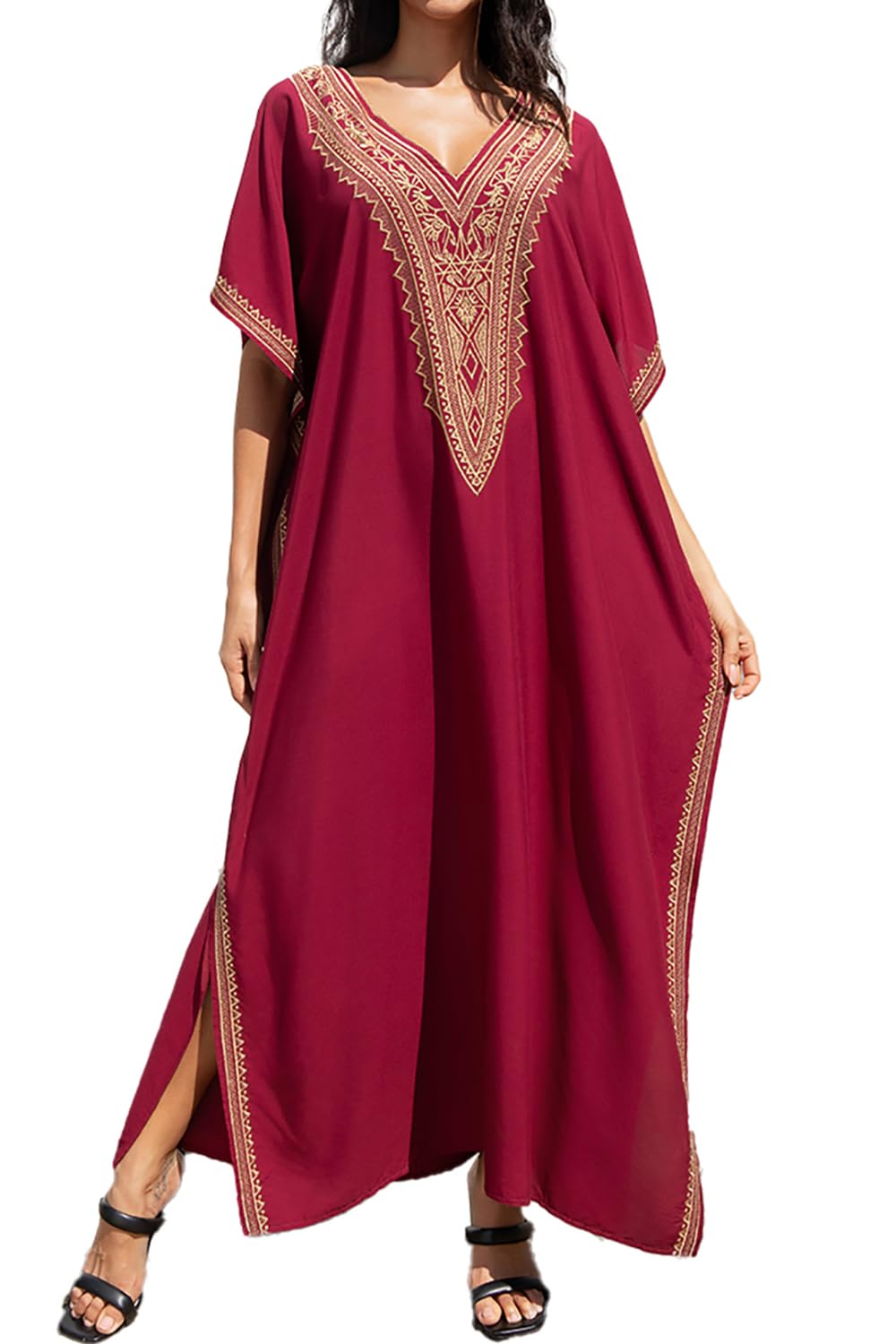 LikeJump Women's Summer Beach Dress Maxi Kaftan Long Pareos Bikini Cover Up Robes