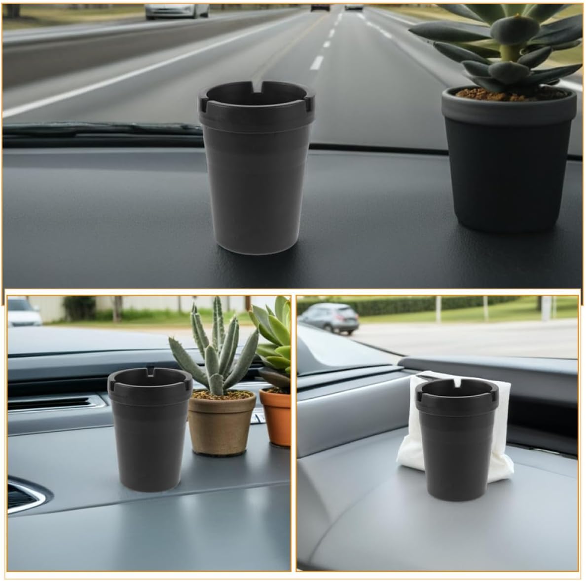 Portable Car Ashtray 4pcs Set, Compact Plastic Cigarette Ash Holder for Vehicle, Office, Outdoor Use, Car Cigar Ashtray with Lid for Travel and Camping