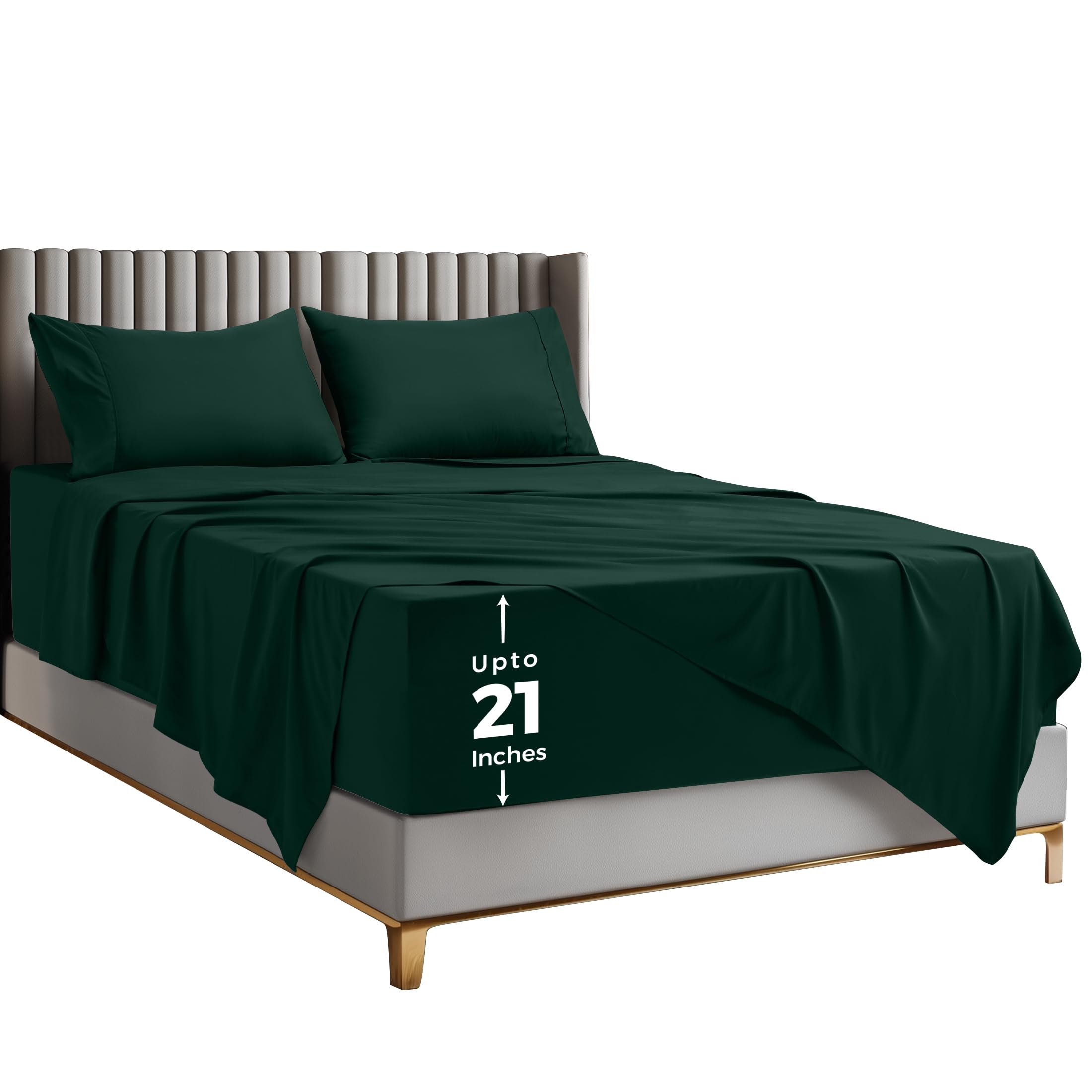 Utopia Bedding Deep Pocket Queen Sheet Set – Fits Mattresses Up to 21 inches – Cooling, Soft & Breathable – Oeko-TEX 4 Piece Bed Sheets (Emerald)
