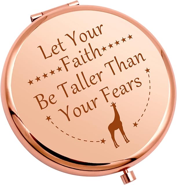 Giraffe Lover Inspirational Gift for Girls Compact Mirror Giraffe Lovers Gift for Women Kids Daughter Friend Sister Niece Motivation Gift Birthday Religious Gift Personal Makeup Mirror Graduation Gift