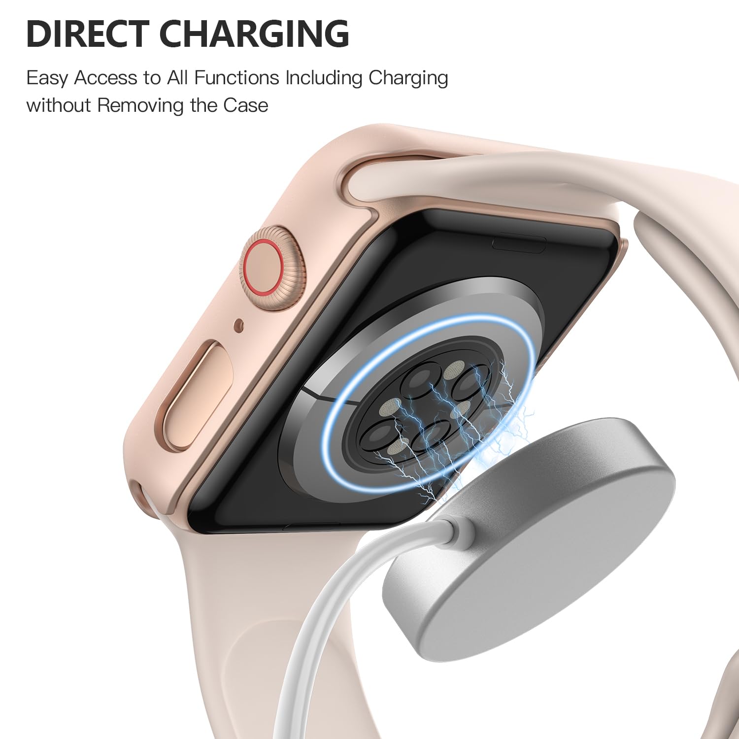 Misxi Schutzhülle aus gehärtetem Glas, kompatibel mit Apple Watch SE 2 (2024), SE Serie 6, Serie 5, Serie 4, 40 mm, harter PC-Displayschutz, ultradünne Abdeckung für iWatch, 2 Stück, 1 Roségold + 1