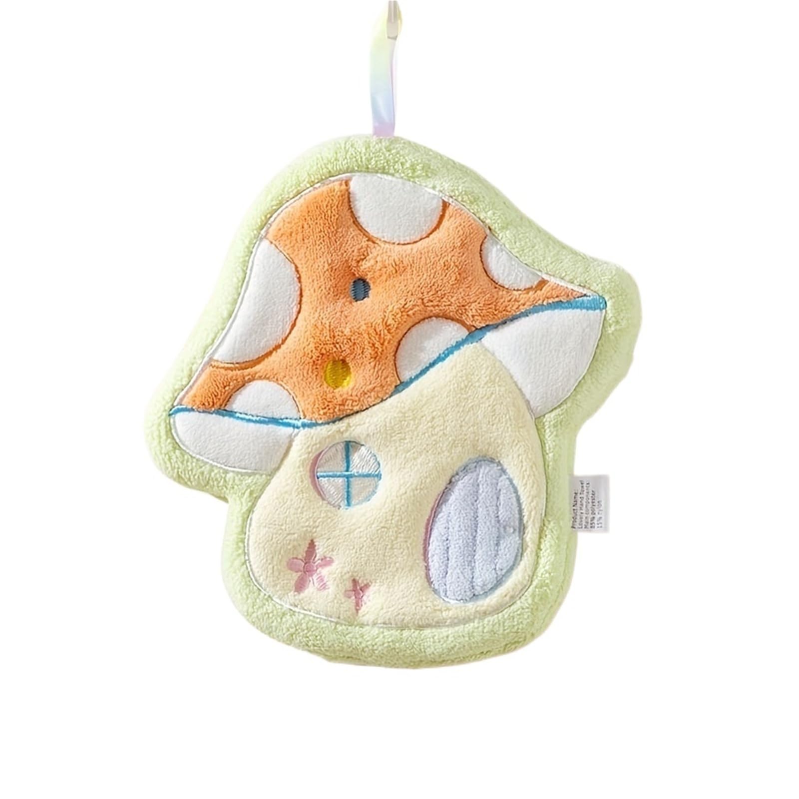 WSQHAO 4Pcs Cartoon Mushroom Hanging Hand Towel For Bathroom And Home Use, Soft And Absorbent, Cute for Hand(Color4)