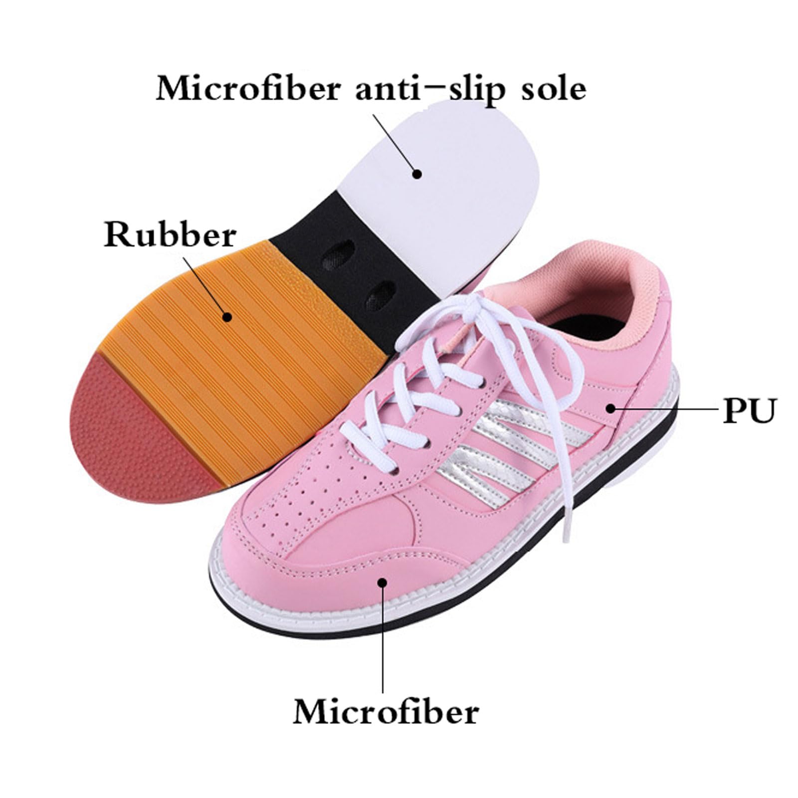Zapatos De Bolos Hombre,Zapatos De Bolos Mujer,Zapatillas De Bolos,Zapatos De Bowling Unisex,Antideslizantes,Ligero,CóModas Y Ligeras,Adecuado para Jugadores Diestros O Zurdos