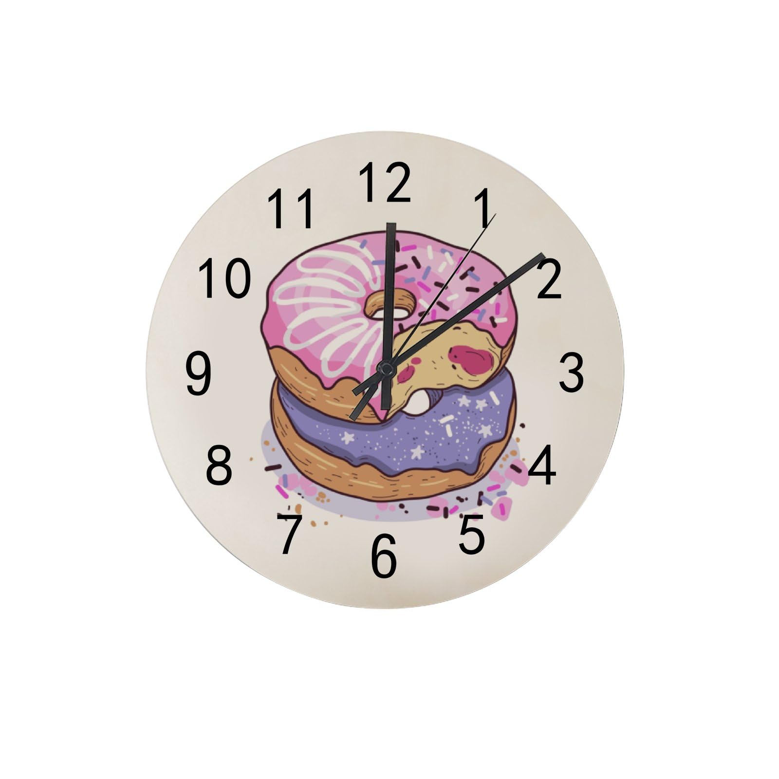 Pendules murales donut rose horloge murale ronde silencieuse maison et bureau 25cm