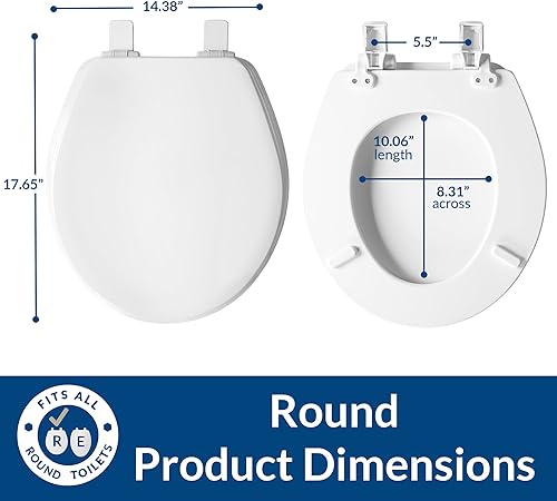 Miniatura 6 de BEMIS 600E4 346 Ashland - Asiento de inodoro con cierre lento, nunca se afloja y proporciona el ajuste perfecto, redondo, bisagra premium, madera