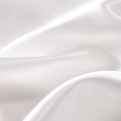 Miniatura 6 de DuShow Juego de funda de edredón de seda satinada, tamaño Queen, color blanco sólido, 3 piezas, 1 funda de edredón y 2 fundas de almohada, juego de