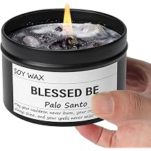 Obsidian Crystal Blessed Be Energy Candle, Good Aura Health Protection, Magical Palo Santo Jar Candle, Witchy Home Ambiance, Witch Spell Ritual Candle for Spiritual Cleansing