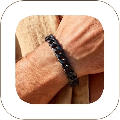 Stainless Steel Cuban Link Bracelet for Men, Wrist Bracelets with Gift Box