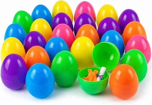 ROSAUI 24 Pack Extra Large Fillable Easter Eggs 3.7" Colorful Plastic Eggs for Easter Egg Hunt, Candy Fillers&Easter Basket Stuffers Reusable Bright Eggs for Party, Classroom&Holiday Decorations