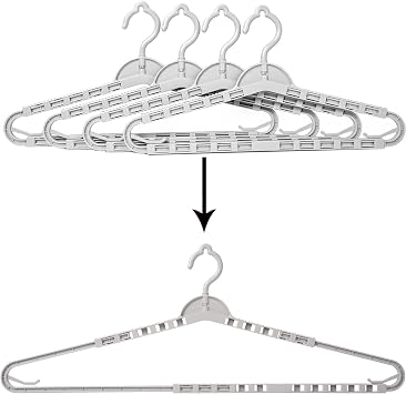 Foshine 4 Pack Extra Large Hangers Enlarge Adjustable Shoulder 16.5"-26" Drying Hanger Sturdy for Wide Polos Tops Cardigans Quilt Bath Towel Big and Tall Shirts Light Gray