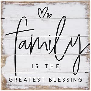 Simply Said, INC Perfect Pallet Petites Family Is the Greatest Blessing Sign, Rustic Wooden Plaque, Farmhouse Wall Decor or Shelf Sitter, 8 Inch