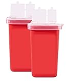 Dealmed Mini Sharps Container Travel Size, 1 Quart Flip Lid, Biohazard Needle & Syringe Disposal, Small Portable Medical Sharps Container for Home or Professional Use, Red, 1-Pack