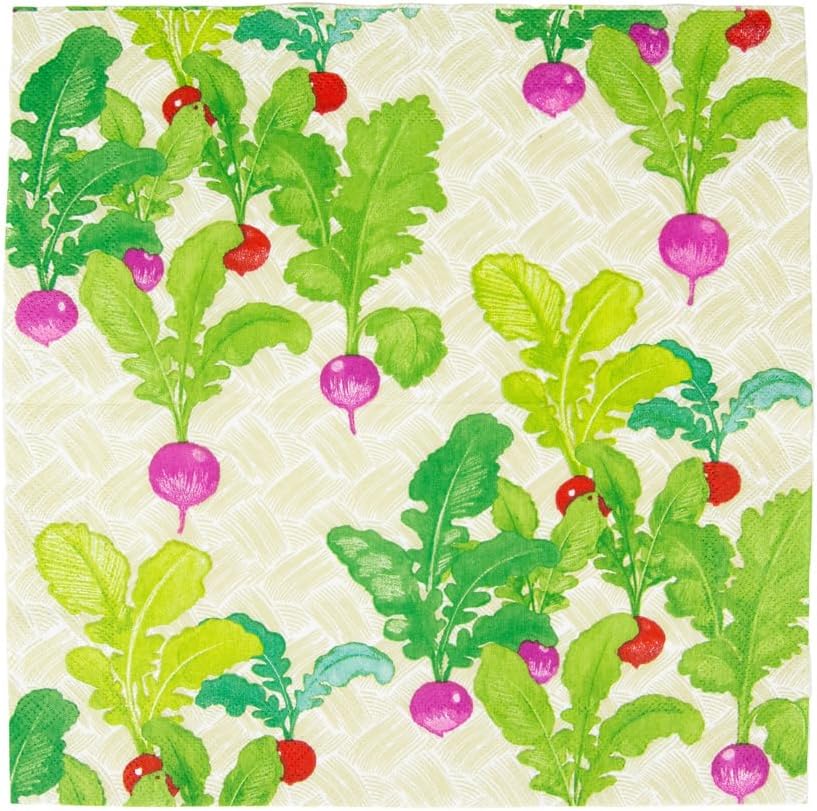Caspari Radish Patch Cocktail Napkins - 20 Per Package
