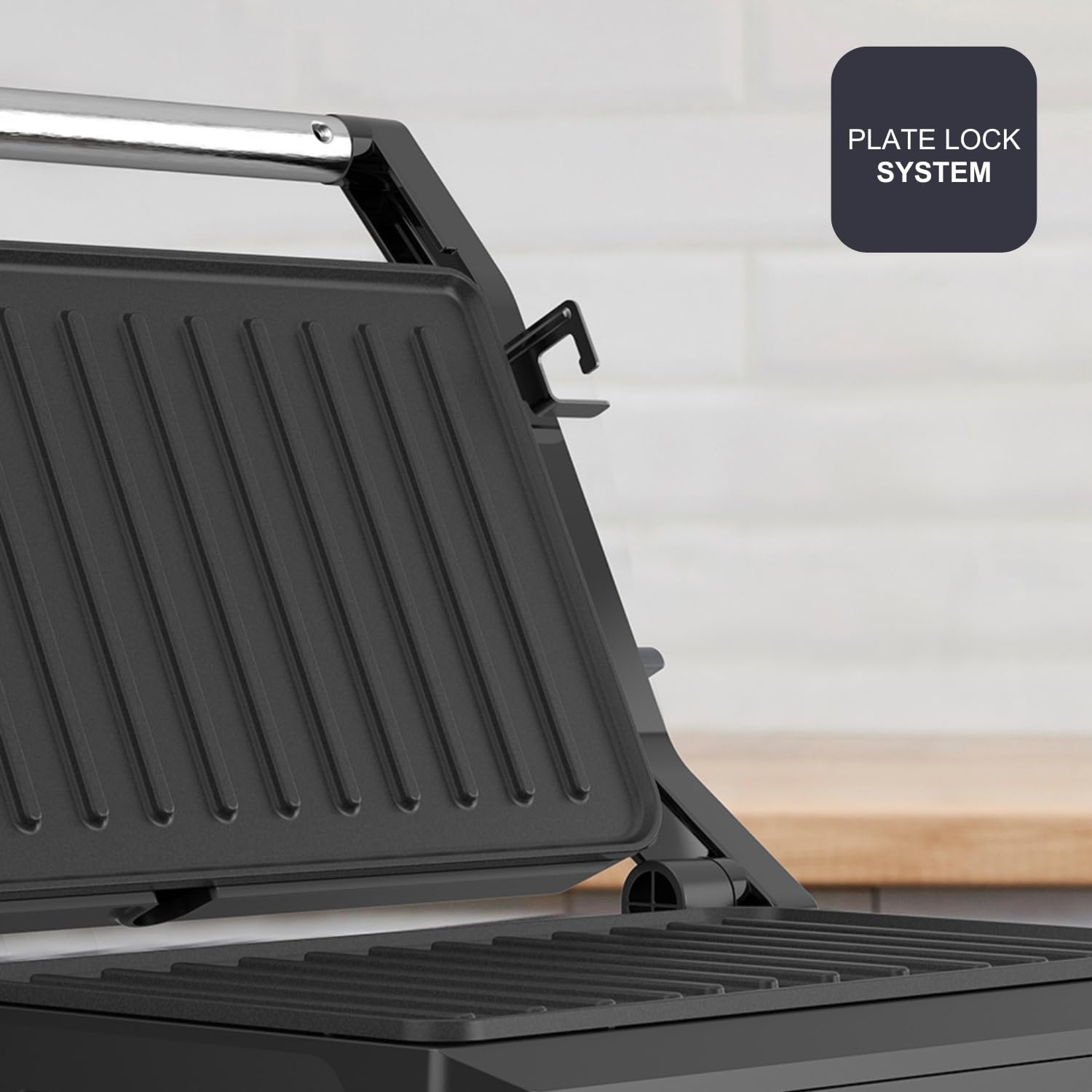 Black+Decker – Grill BXGR1001E | 1000W | Ouverture 180º | Plaques 23x14,5 cm avec blocage | Ddouble couche antiadhésif sans PFOA | Couvercle flottant | Bac récupérateur | Voyants lumineux | Cool-touch