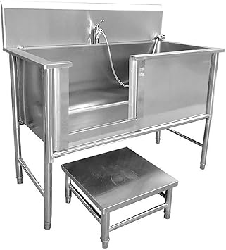 Dog Bathtub,Dog Grooming Tub,Professional Stainless Steel Dog Bathing Station,Pet Wash Station,Non-Skid Dog Washing Station With Faucet,Floor Grate And Drain Kit