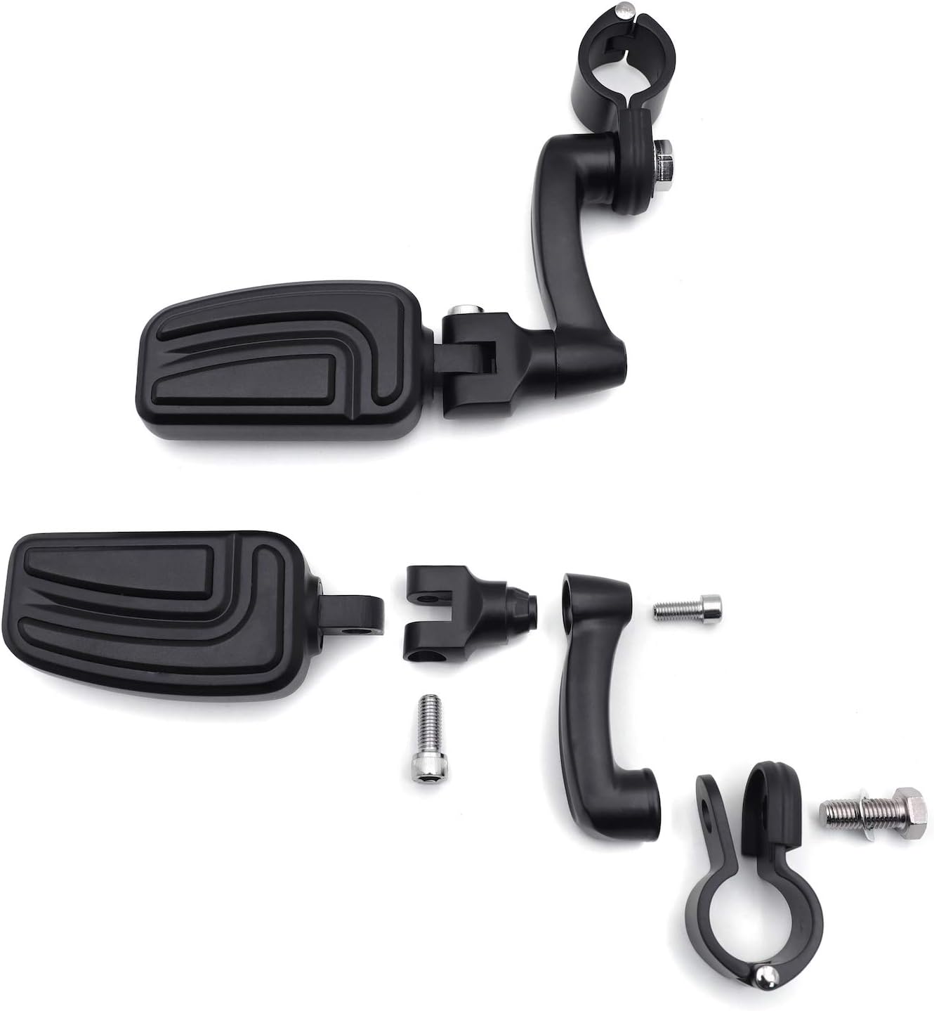 XKH- Black Adjustable Peg Mounting Kit with AirFlow Foot Peg Compatible with Honda GoldWing VTX1300 Shadow Valkyrie Triumph with 1-1/4 inch (1.25") Front Engine Guard Frame Tube [B01EZ577QU]