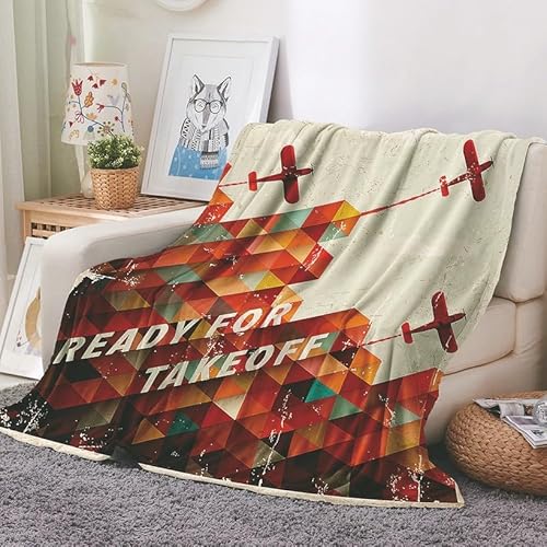 EHOMERY Mantas para Cama Primavera Verano Cobija Personalizada Mantas para Sofa Grandes Colcha One Piece Avión Manta Aire Acondicionado Suaves Y Cómodas Color Naranja 150x130cm