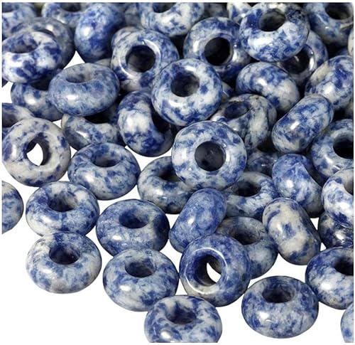 Miniatura 2 de Adabele 30 piedras preciosas curativas de sodalita china natural de 0.315 x 0.551 in, cuentas sueltas redondas de Rondelle con agujero grande,