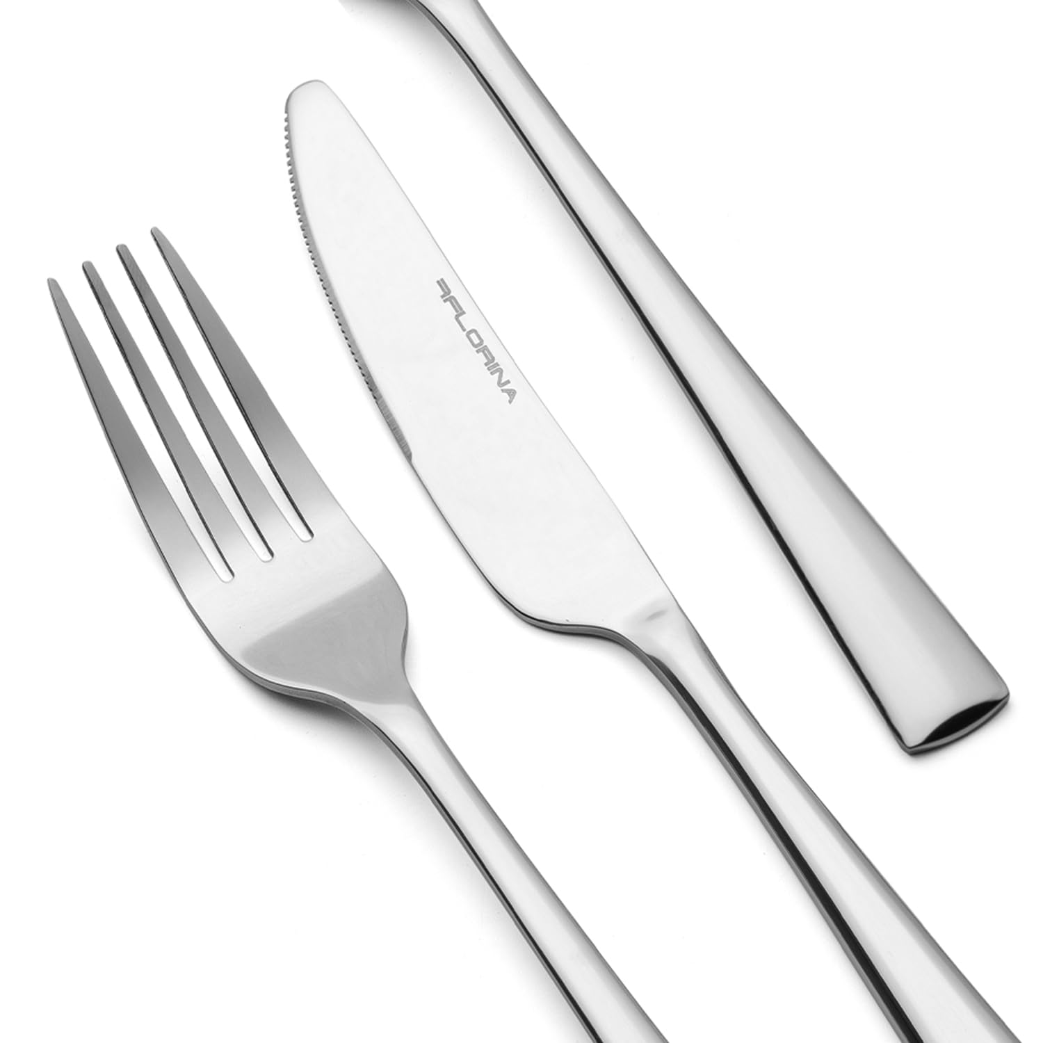 FLORINA Juego de Cubiertos de Acero Inoxidable I 24 Piezas para 6 Personas I Cubertería PIANO I Set de Cubiertos - Tenedor, Cuchillo, Cuchara de Mesa, Cucharilla de Té I Apto para Lavavajillas
