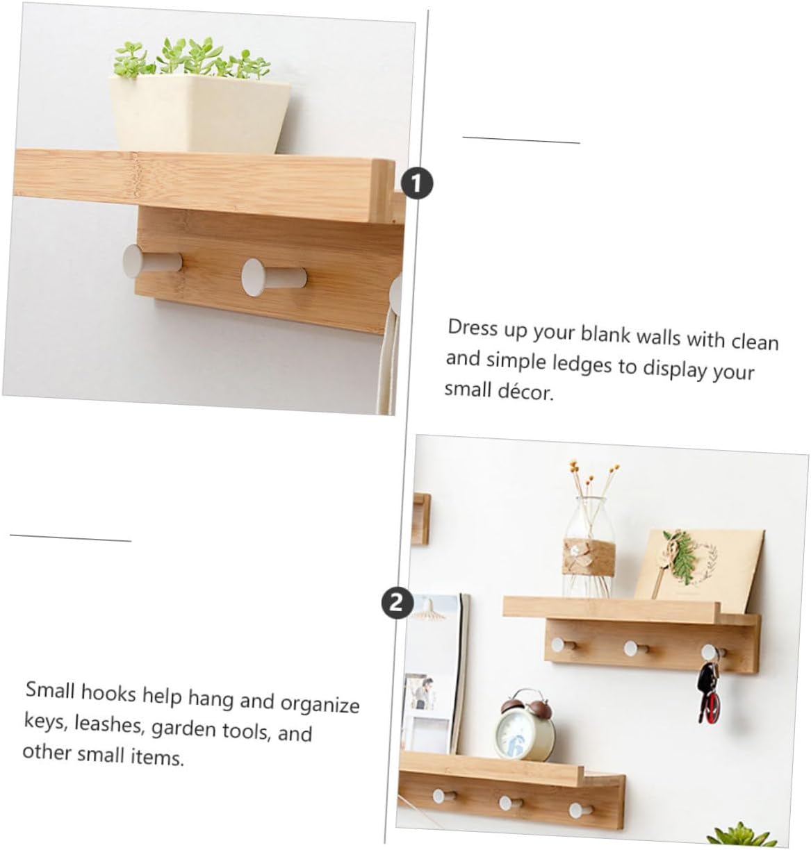 1set Multifunctional Wall-Mounted Storage Rack Simple Style Floating Shelf Hooks for Keys Towels and Ornaments Practical Home Organizer for Bathroom Entryway and Kitchen