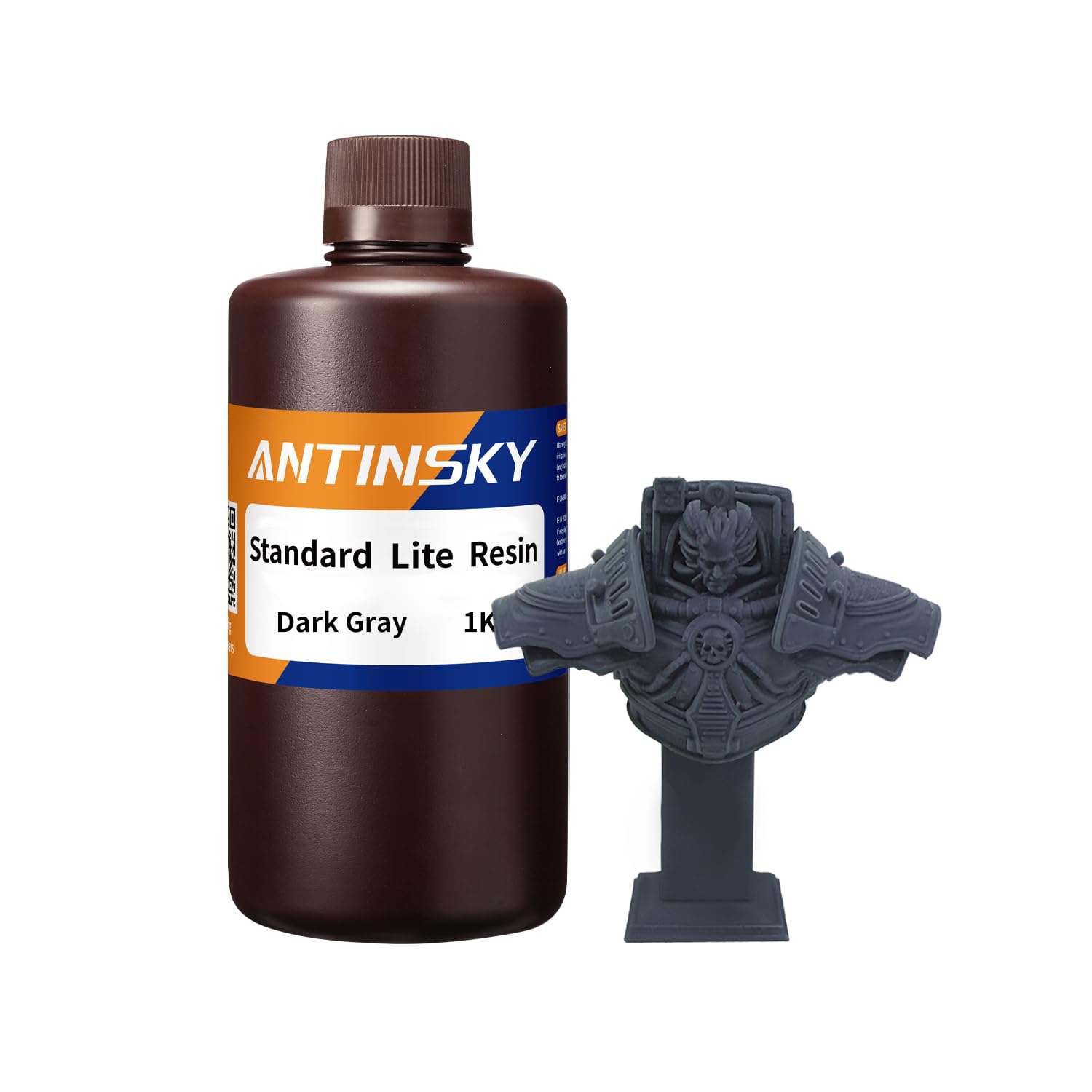 Antinsky Impresora 3D Standard Lite Resin Resina de curado UV Fotopolímero de 405 nm para LCD/DLP Alta actividad Alta precisión Baja contracción Curado rápido Gran estabilidad Bajo olor Gris oscur 1kg