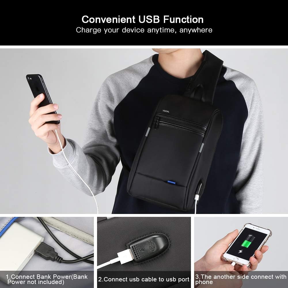 Tор Rаtеd VGOAL 13.3Inch Laptop Sling Bag Crossbody Messenger Bag with USB Charging Port Anti-Theft Travel Hiking Bag for Men and Women
