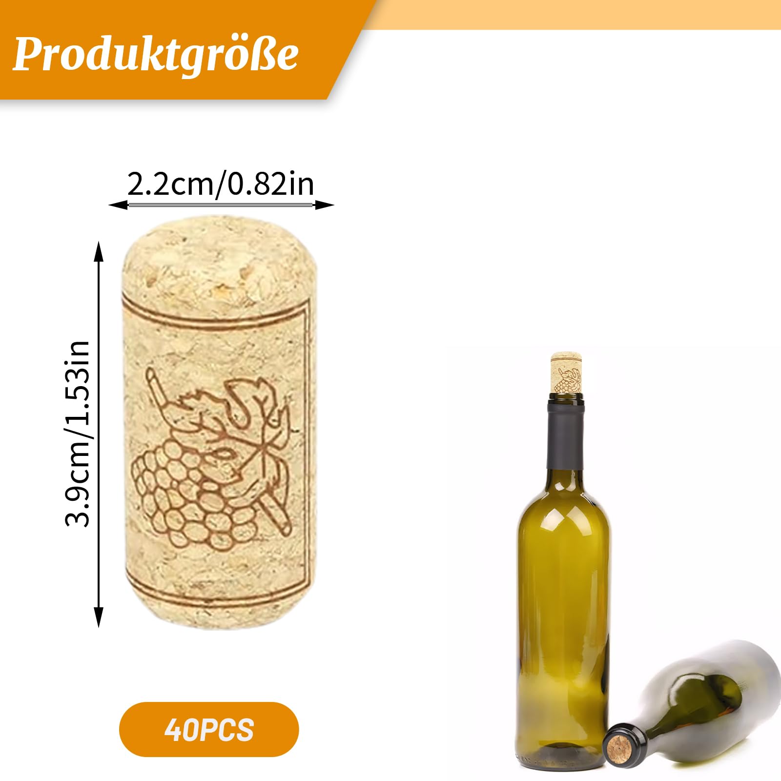 MAEXUS 40 sztuk kork, naturalnych cylindrycznych zapasowych korków do butelek wina