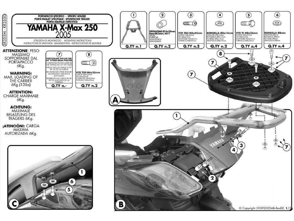 Givi SR355M - Portaequipajes para monokey (40 cm), Color Negro