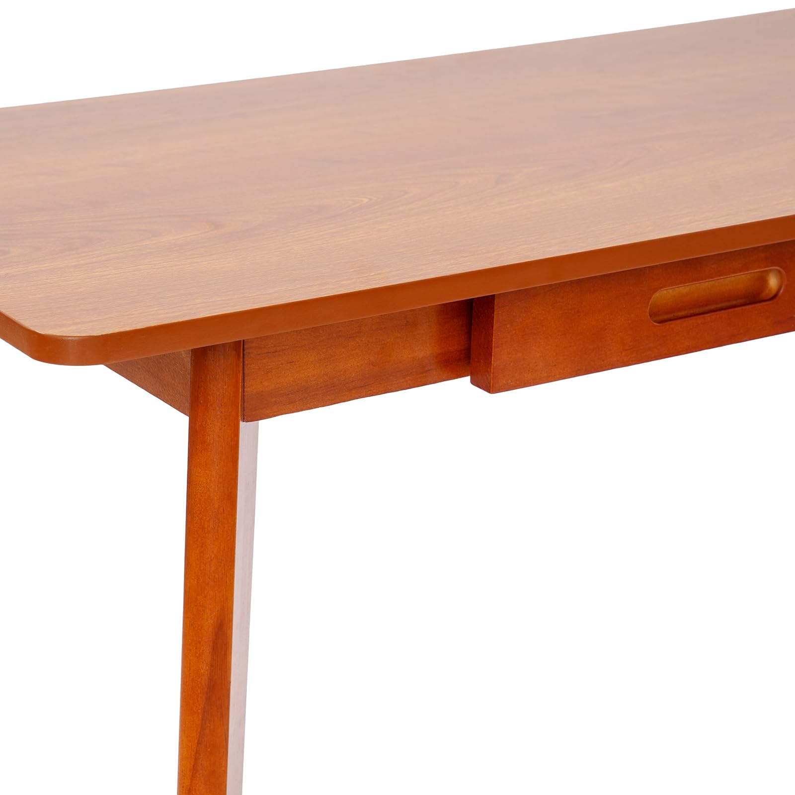 Biurko z szufladami, wszechstronne biurko komputerowe do domu, nowoczesne biurko z drewna gumowego, 2 szuflady, 120 x 55 cm, kolor orzecha włoskiego, do gabinetu, biura