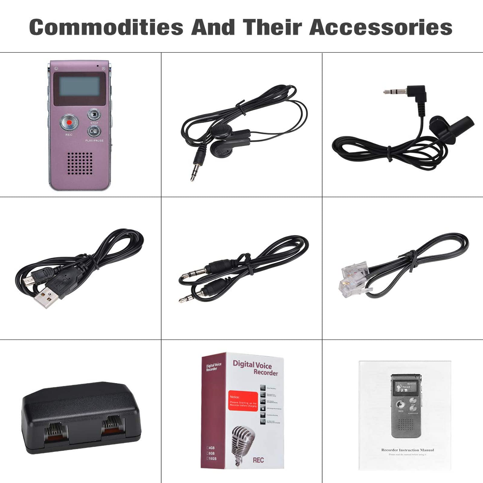Lychee 8GB LCD Bildschirm Digitales Diktiergerät Aufnahmegerät Sprachaufnahme Audiorekorder Voice Recorder für Studium Konferenzen und Interviews MP3 Player (Weinrot)