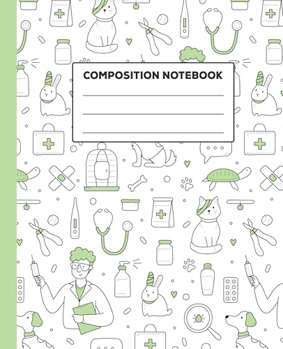Pastel Green Composition Notebook College Ruled: Veterinarian graduation gift, Veterinarian, Vet Tech notebook, Vet school graduation, Vet Graduates, Vet Student Gift - Animals and Vet Pattern