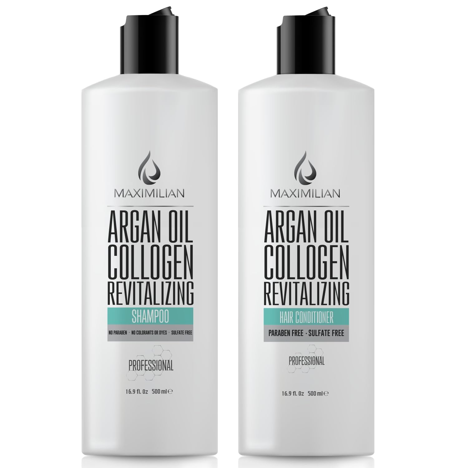 Maximilian Argan Oil Collagen Shampoo and Conditioner Set - Sulfate Free Shampoo and Conditioner Set for All Hair Types - Cruelty-Free and Vegan Argan Oil Shampoo and Argan Oil Conditioner