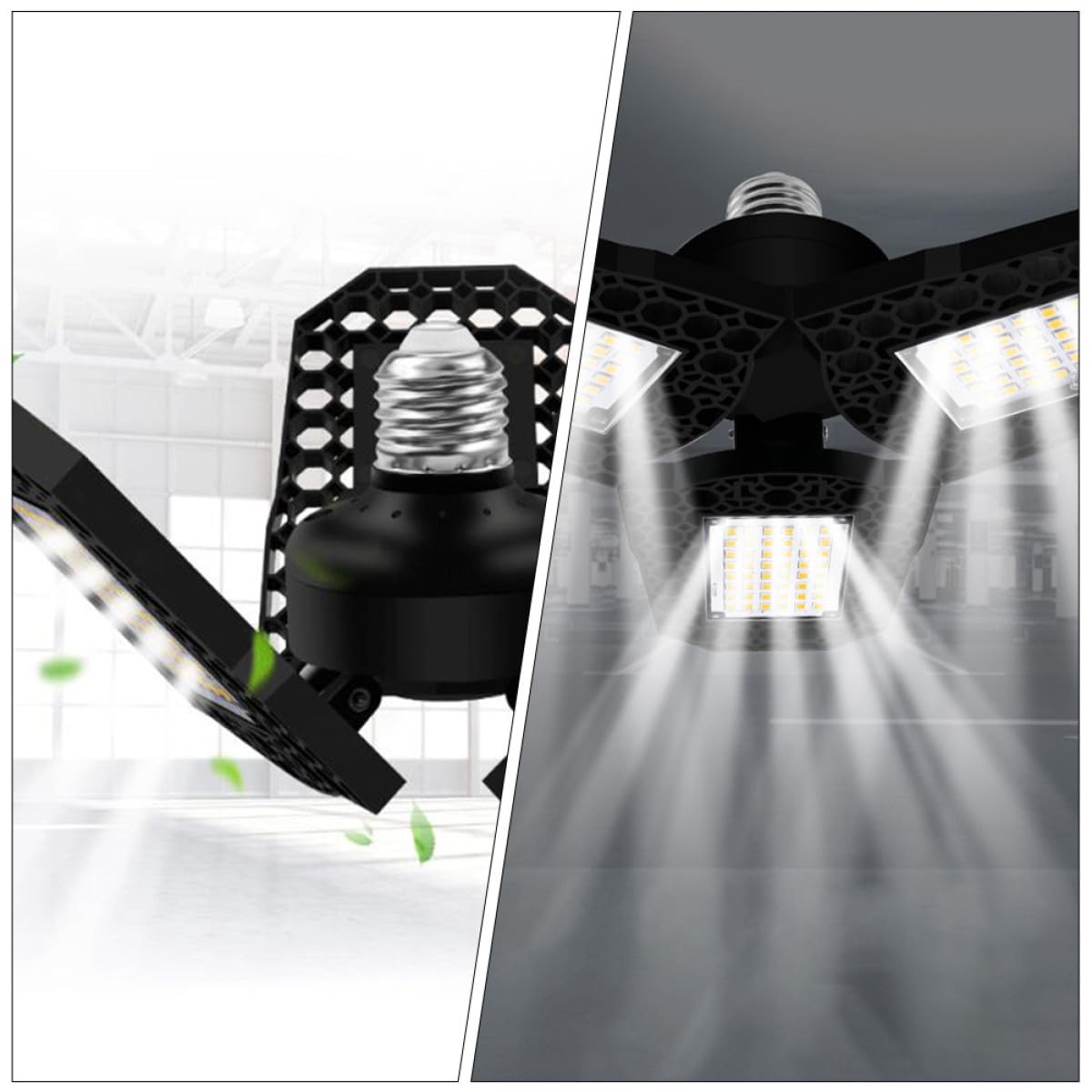 Vaguelly LED Warehouse Lamp Folding Garage Light 80w Deformable Ceiling Bay Light White for Workshop and Industrial Use — view 9