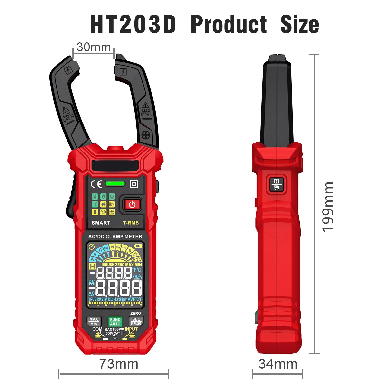 Multimetro con Pinza Amperometrica Intelligente Misuratore del Tester di Corrente di Tensione del Multimetro a Vero RMS Ad Alta Precisione